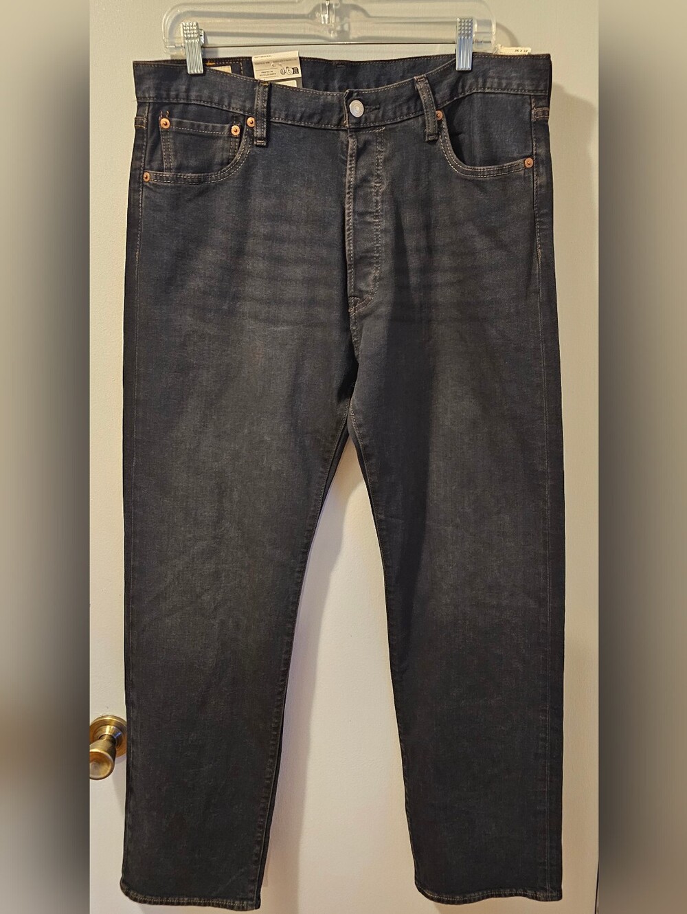 Levis Premium Straight Leg Button Fly Dark Blue Big E Jeans Mens Size 36x32 NWT